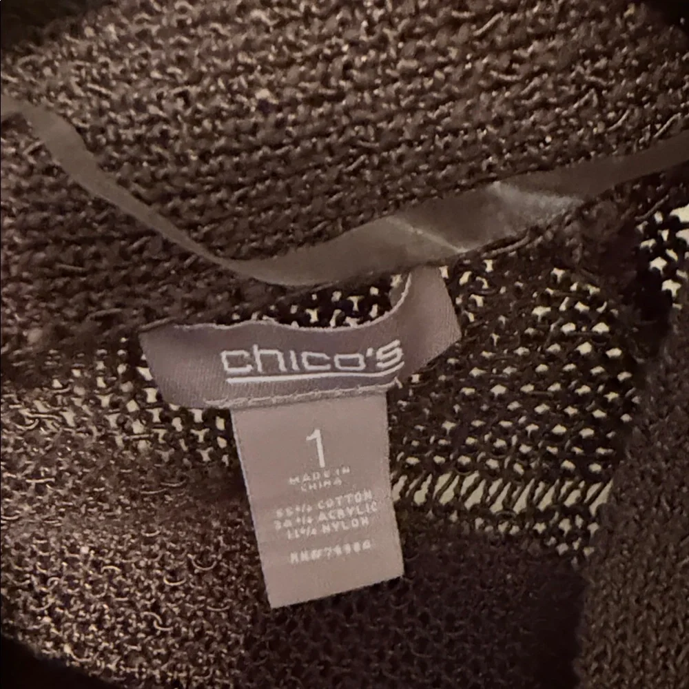 Chico's Olive Green Open Knit Cardigan Sweater 1 Coastal Grandmother Normcore - Picture 5 of 6